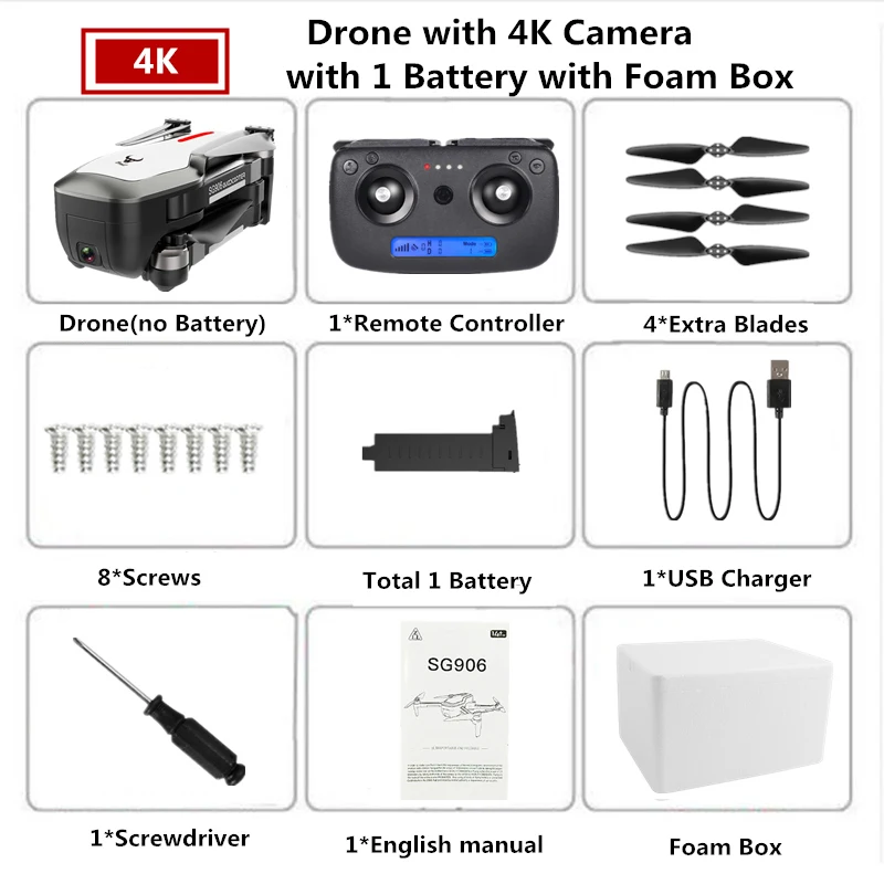 W1 4K 1B Foam Box SG906 RC gps Дрон 4K Квадрокоптер с камерой 5G wifi бесщеточный Квадрокоптер складной Дрон с камерой HD VS SJRC F11 PRO Дрон - Цвет: W1 4K 1B Foam Box