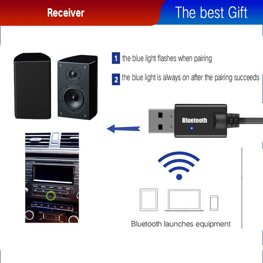 Мини 3 5 мм разъем AUX Bluetooth приемник автомобильный комплект аудио MP3 музыка USB