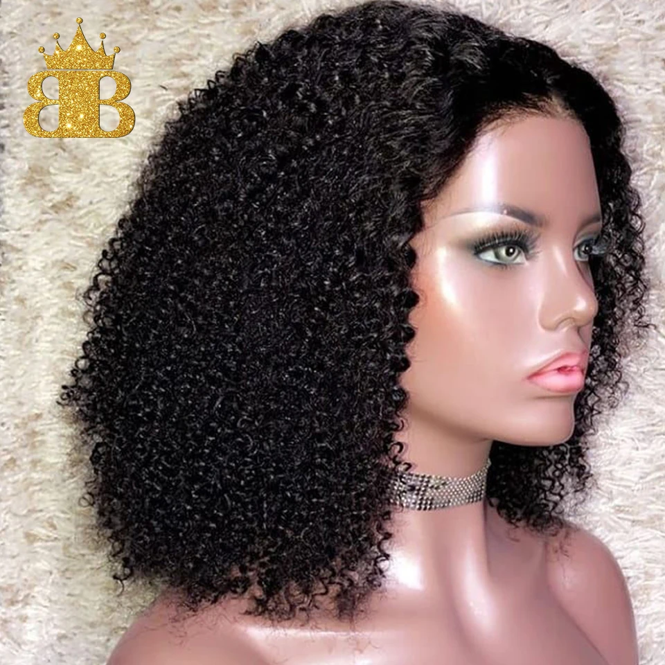 13*4 бразильские волосы Remy кудрявые вьющиеся боб парик 150% плотность кружевные передние человеческие волосы парики для женщин натуральный черный предварительно сорванный нагрудник