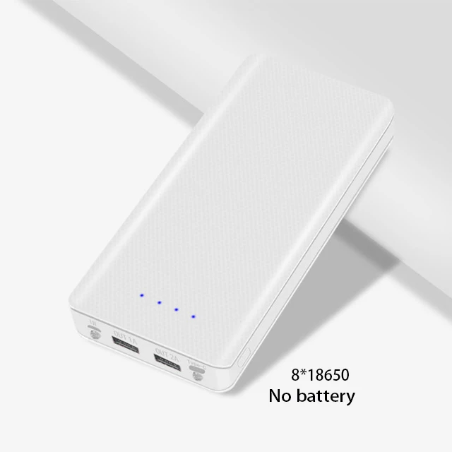 White No Battery 8x18650, цифровой дисплей, Дополнительный внешний аккумулятор, коробка для аккумуляторов, портативный комплект для самостоятельной сборки, зарядное устройство для мобильного телефона, зарядное устройство для Iphone - Цвет: White No Battery