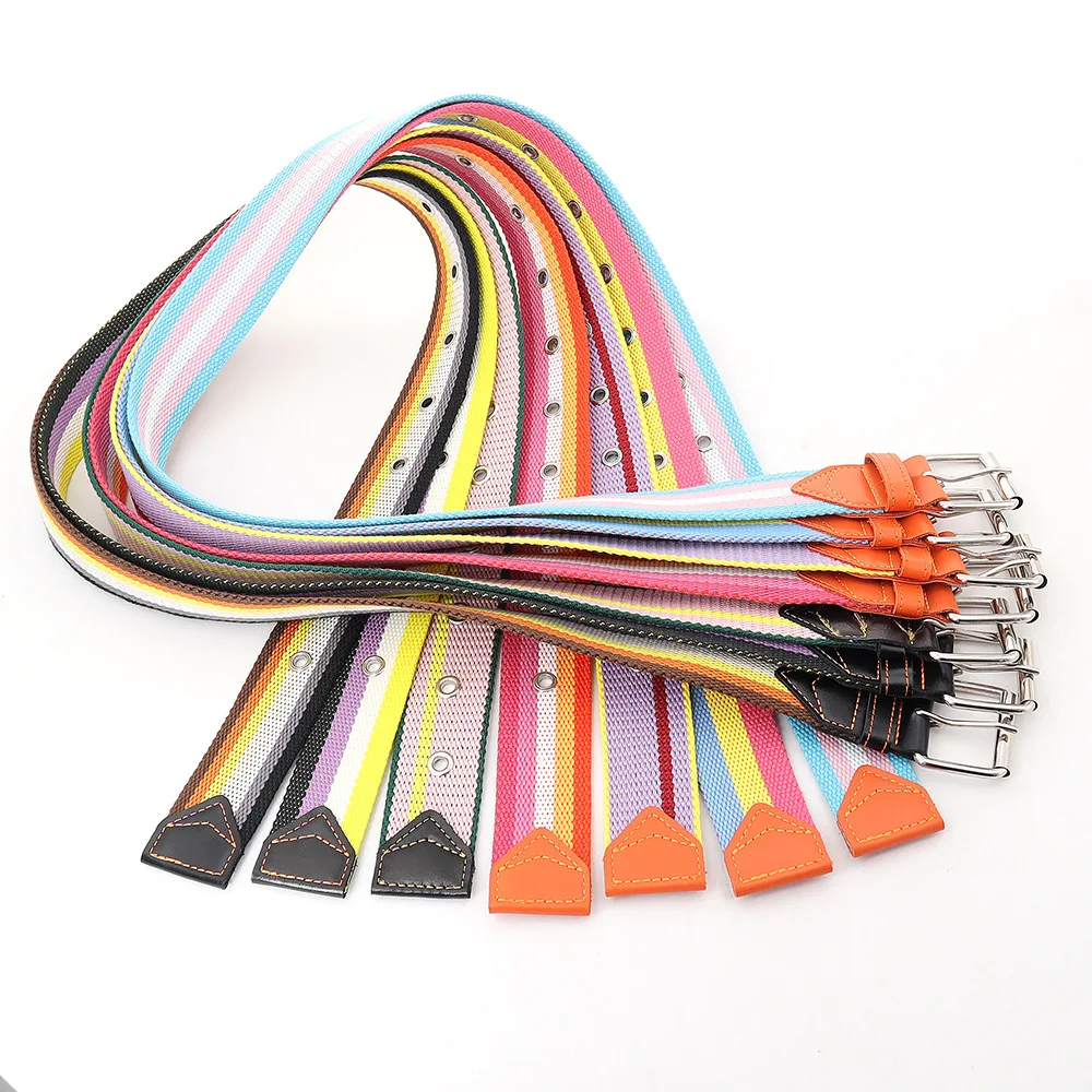 

Ремень Эластичный Полосатый унисекс, простой Регулируемый брезентовый, с автоматической пряжкой, нейлоновый, с металлической кнопкой