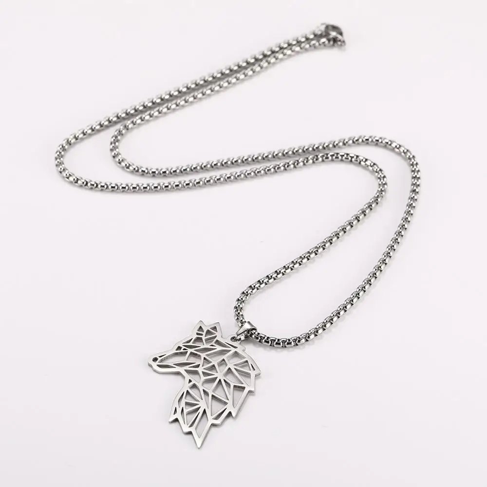 Ожерелье Skyrim мужское из нержавеющей стали подвеска в виде волчьей головы амулет