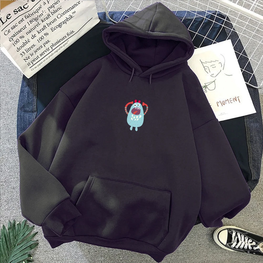 

Female Hooded Pullover Tops Women Hoodies Casual Female Clothes Autumn Winter Loose Fleece Thick Knit Sweatshirt2021