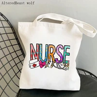women shopper bag nurse is day printed kawaii bag harajuku shopping canvas shopper bag girl handbag tote shoulder lady bag