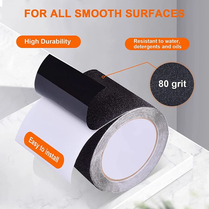 Нескользящая Водонепроницаемая абразивная Черная клейкая лента 4 дюйма x 16 футов