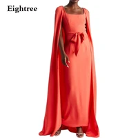 eightree long a line saudi arabia sasehes prom evening dresses sleevesless with cape short slit dubai african formal party gowns
