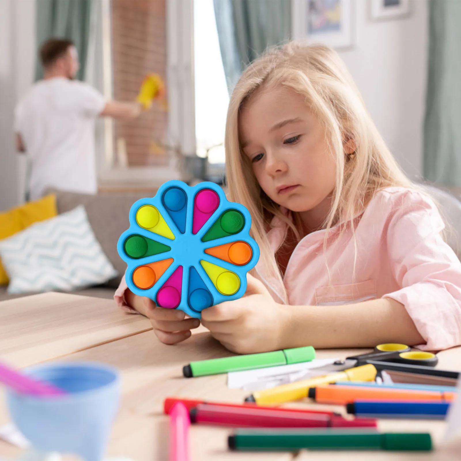 

Fidget Simple Dimple Toy Flower Fidget Toys Stress Relief Hand Toys Early Educational For Kids Adults Anxiety Autism Toys 18cm