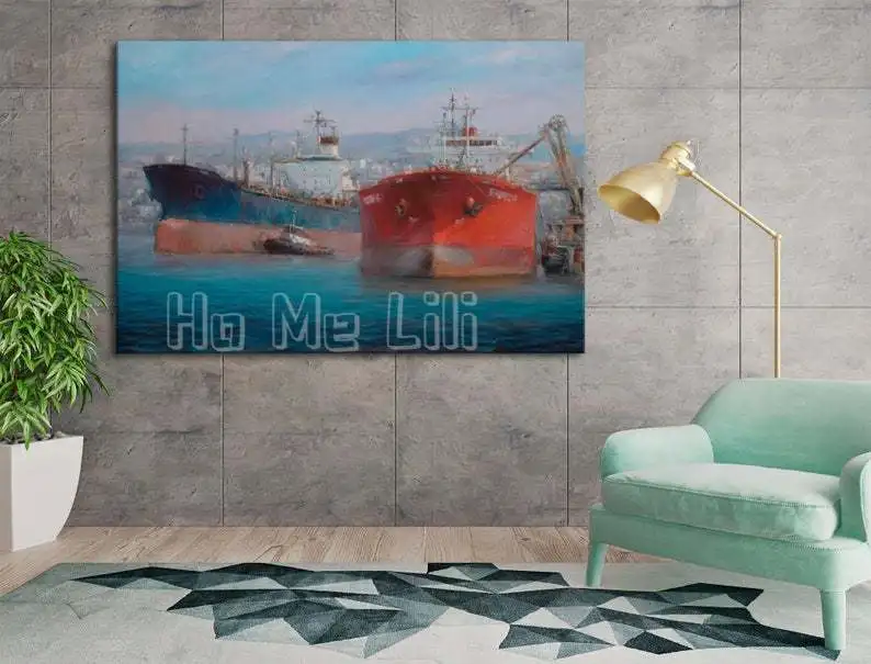 

Корабль настенное искусство морской корабль картина маслом украшение для дома