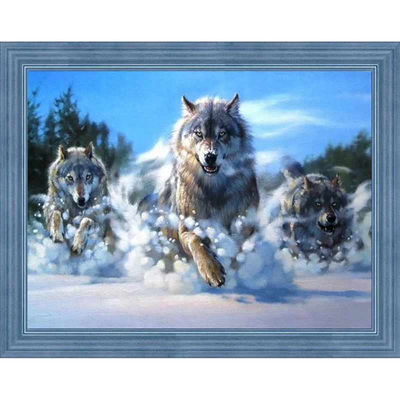 Full Square Drill 5D Diamond Painting Running Wolf Pack Embroidery Needlework Rhinestone Crystal Cross Craft Stitch Kit DIY | Дом и сад