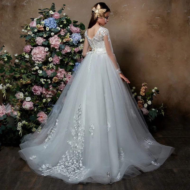 Новинка 2020 платья для девочек с цветами свадьбы трапециевидные длинные