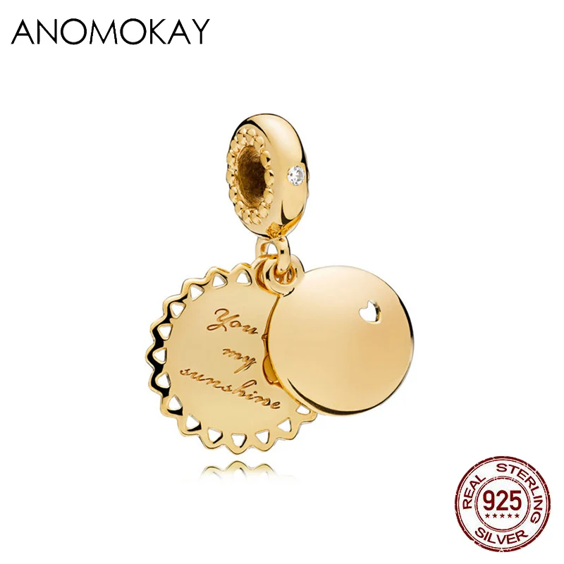 Anomookay, Стерлинговое Серебро 925 пробы, смешанный стиль, золотой цвет, подвески, подвеска из бисера, подходит для браслета Пандора, лучший сделай сам, ювелирное изделие, подарок