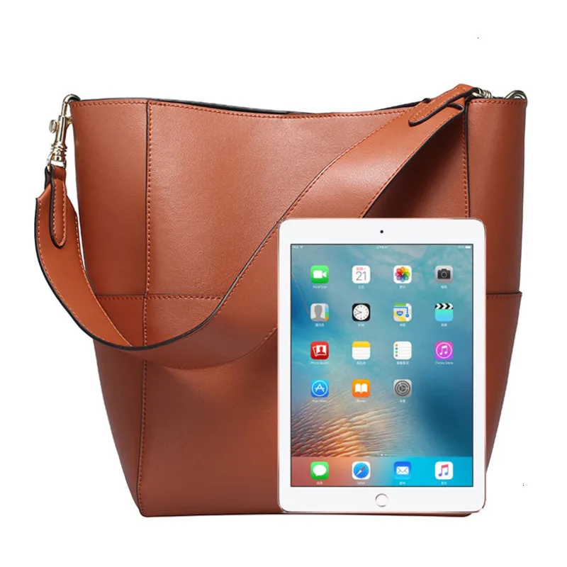 Роскошные кожаные сумки женские дизайнерская сумка вместительная ведро модная