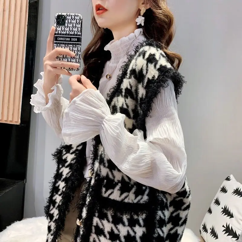 

Qianniao tassel waistcoat for women's spring and autumn 2020 new loose small fragrance mink like knitted vest