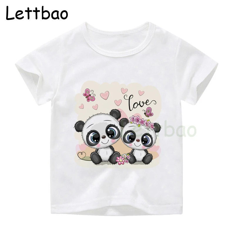 Летняя футболка для мальчиков и девочек с милым мультяшным принтом медведей