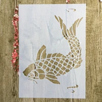 a4 29 21cm animal carp fish diy stencils wall painting scrapbook coloring embossing album decorative paper card template