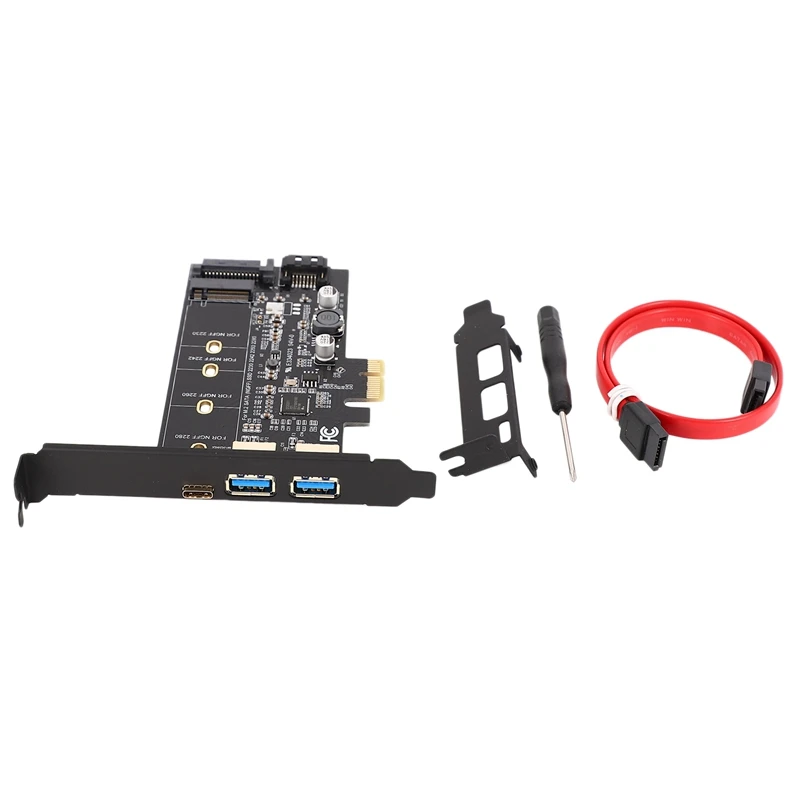 Двойной USB3.0 & Тип C M.2 Адаптерная плата PCIe M2 SSD SATA B Ключ к PCI E конвертер контроллера