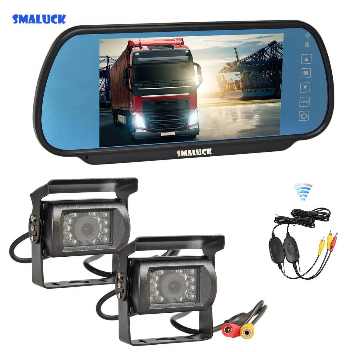 

SMALUCK Беспроводная 7 "HD зеркало монитор автомобиля водонепроницаемый CCD резервная камера заднего вида для грузовика Караван Автобус Ван 1V2