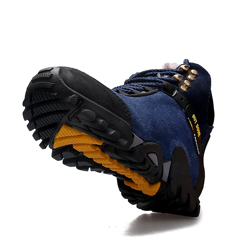 Зимние походные ботинки из натуральной кожи с мехом водонепроницаемая обувь для