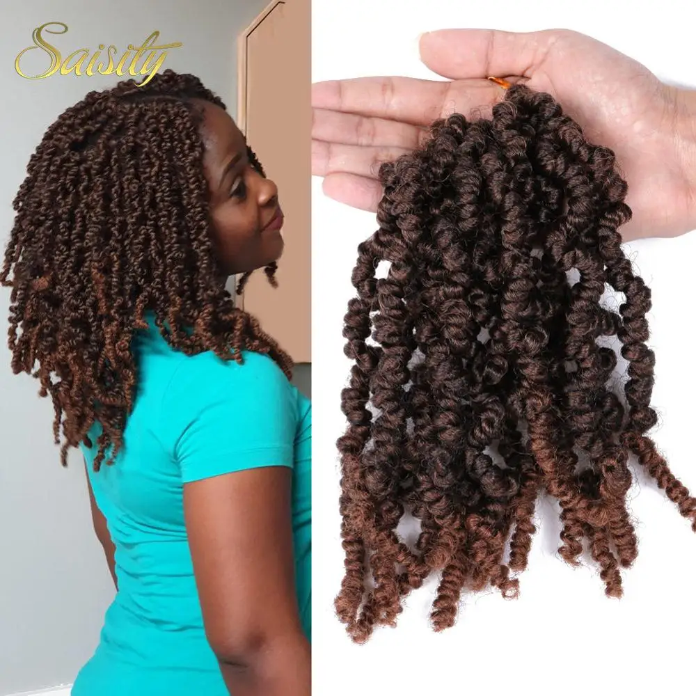 

Saisity Ombre Synthetic Pre-twisted Spring Twist Passion Twist Crochet Hair Black Brown Burgundy Extensions Braiding Hair
