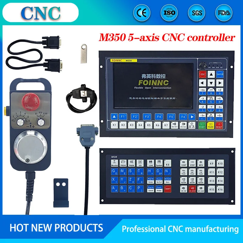 

5-axis CNC controller 3-axis 4-axis motion system ATC extended keyboard Emergency stop MPG M350 supports FANUC post-processing