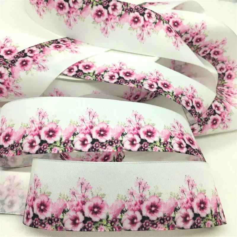 

Colorful 5Y 3.8cm Flowers Satin Ribbon For Handmade Craft Wedding Gift Floral Packing Scrapbook Easter Party Marriage Deco