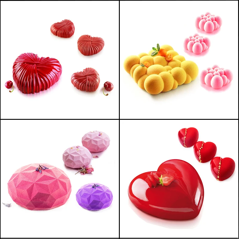 

2Pcs/Set Silicone Mold Bubble Oblate Cloud Heart Shaped Cake Mousse Baking Form Tray Chocolate Moulds Bakery Tool