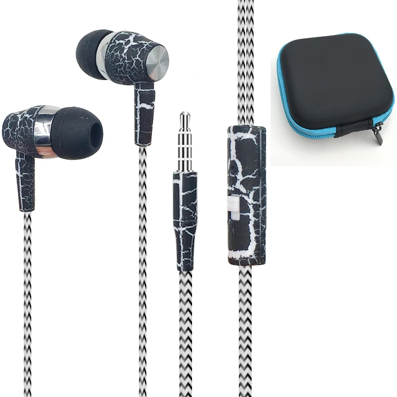 Спортивные наушники проводные супер бас 3 5 мм трещина вкладыши с микрофоном