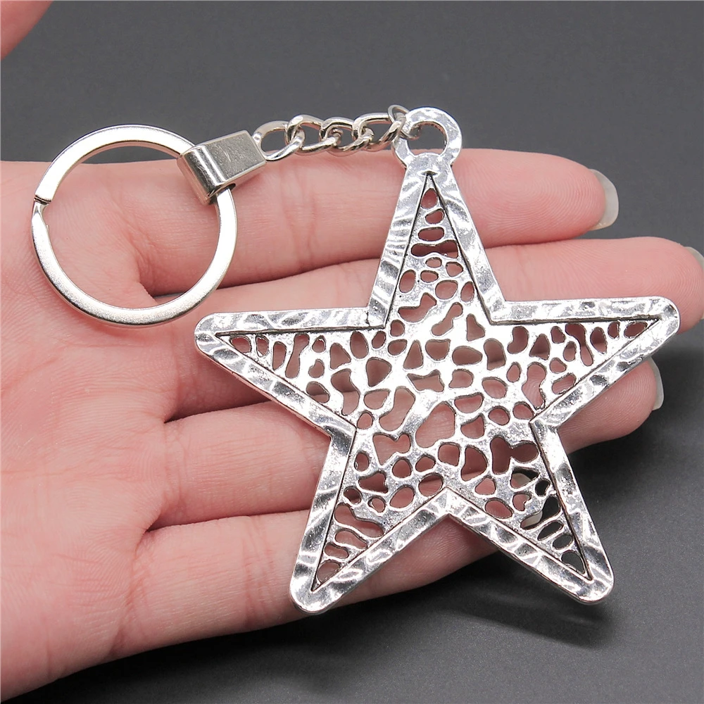 Античные серебряные Цвет 74x70 мм большой полая пентаграмма кулон Подвеска со