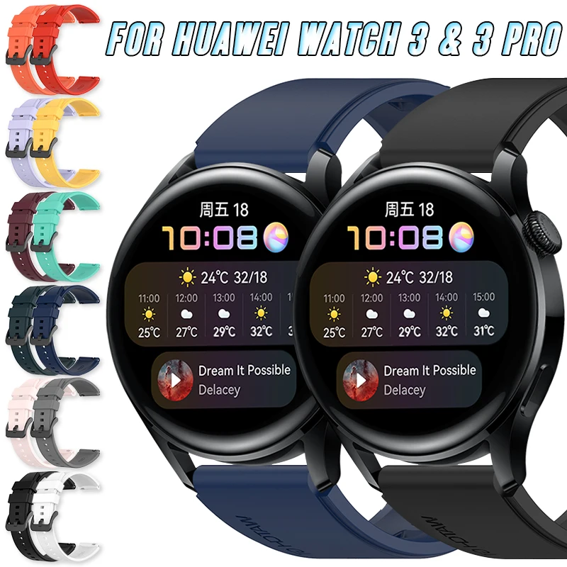 

For Huawei Watch 3 / 3 Pro & GT Active / Elegant 22mm Silicone Strap Smartwatch Replacement Sport Bracelet Wristband Accessories