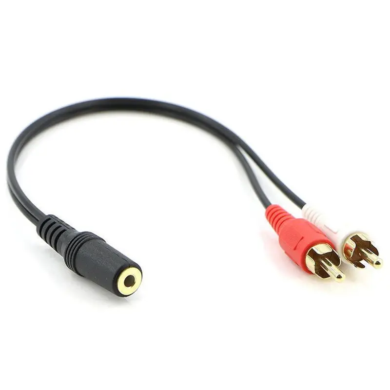 Quality 2-RCA Male to Female 3.5mm Jack Aux Stereo Audio Cable