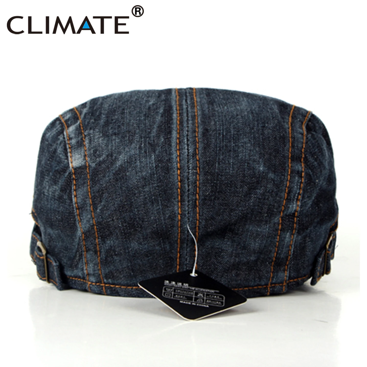 CLIMATE Men Denim Beret Flat Cap Hat Men Cool Beret Denim Man Hat Adult Jeans Cap Adjustable Adult Denim Jeans Cotton Flat Caps