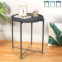coffee tea table round modern home decor metal anti skid sturdy side table nightstand for outdoor indoor living bed room patio