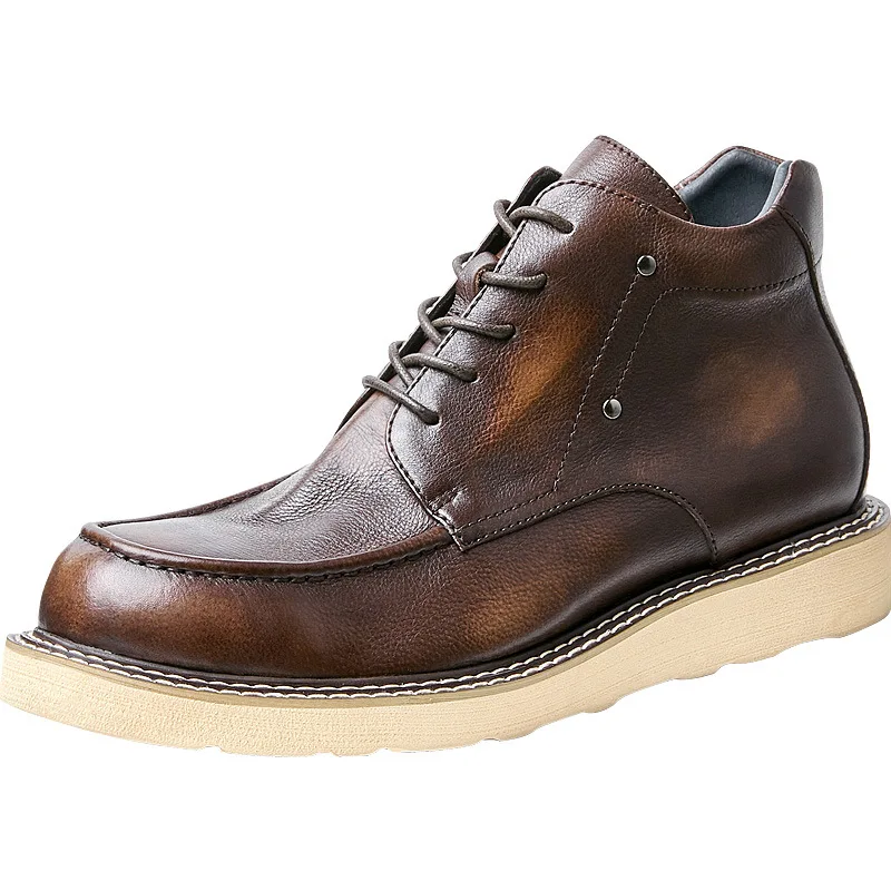 

Mens Combat Boots British Retro Autumn Winter Cowboy Boots Fashion Army Shoes Men Ankle Boots Cowhide Men Boots Genuine Leather