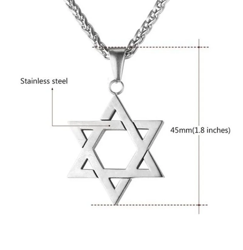 

Men Women Trendy Mogan David Star Pendant Israel Jewish Chain Star of David Necklace Jewelry