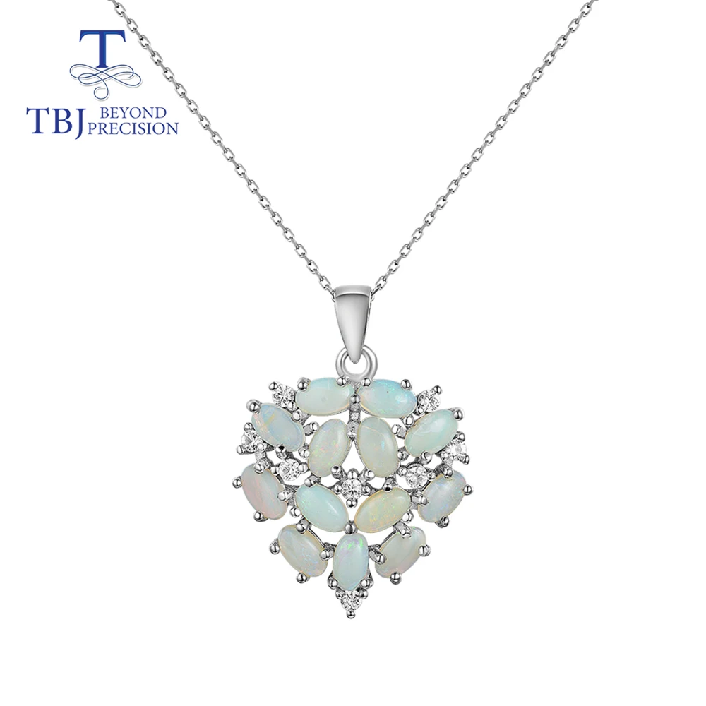 Подвеска в форме сердца из стерлингового серебра 925 пробы с натуральным опалом