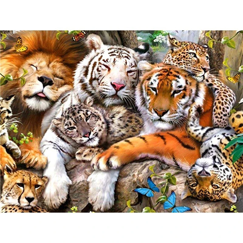 

Diamond Mosaic Animals Tiger Paint With Diamonds 5D Lion Decoration Home DIY Leopard Full Square&Round Drill Resin Hobby Gift