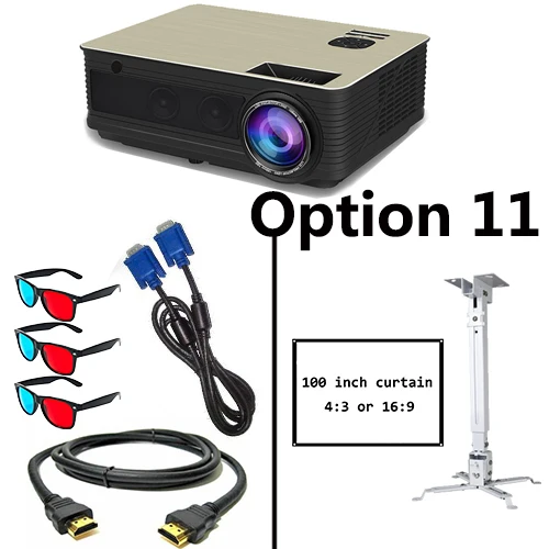 Poner Saund M5 светодиодный проектор 5500 люмен Full HD 1080P двойные HIFI динамики с 10 м HDMI штатив 3D Proyector lcd Vs светодиодный 96 - Цвет: Option 11