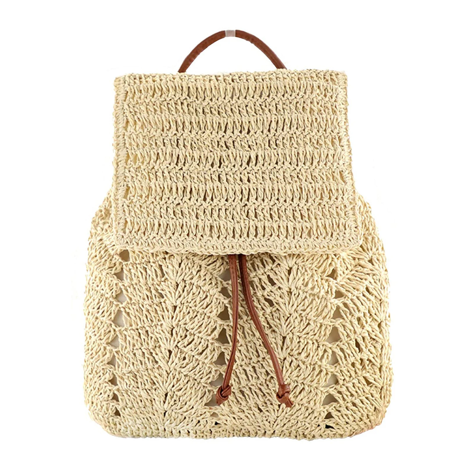 

Женский пляжный рюкзак, летний, соломенный, плетеный, легкий, на шнурке