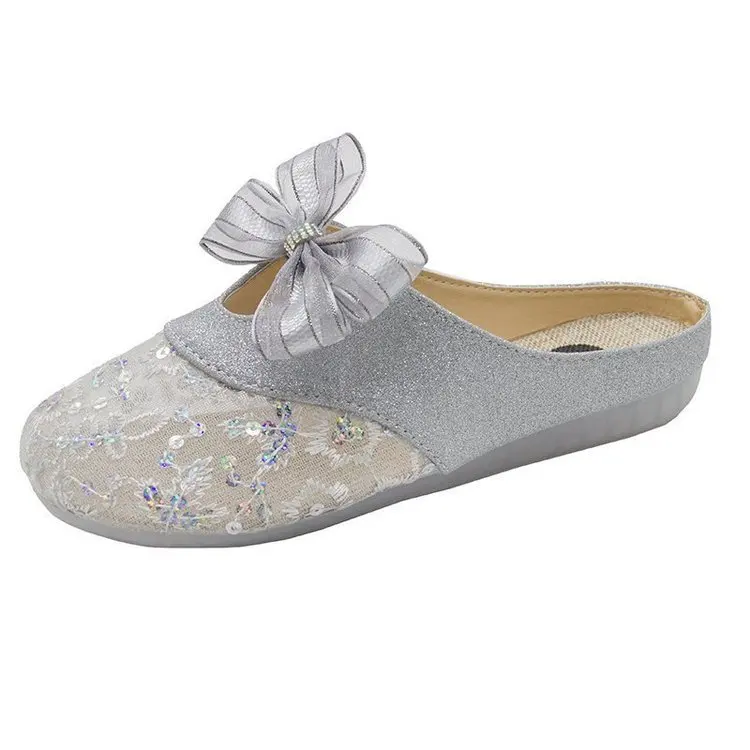 

Loafers Butterfly-Knot Shoes Cover Toe Slippers Casual Slides Slipers Women Luxury 2021 Flat Fabric Fashion PU Basic Butterfly-k