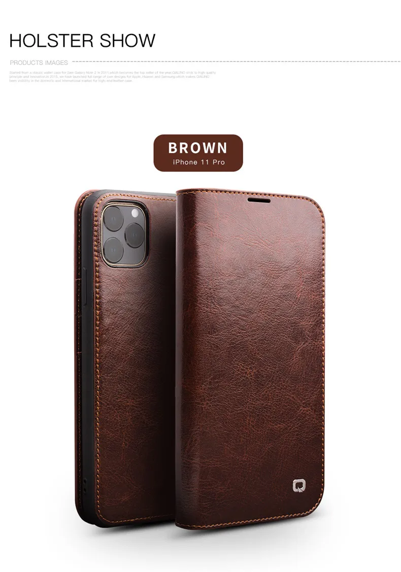 QIALINO Чехол-книжка из натуральной кожи для iPhone 11/11 Pro, Роскошный чехол для телефона ручной работы с отделениями для карт для iPhone 11 Pro Max
