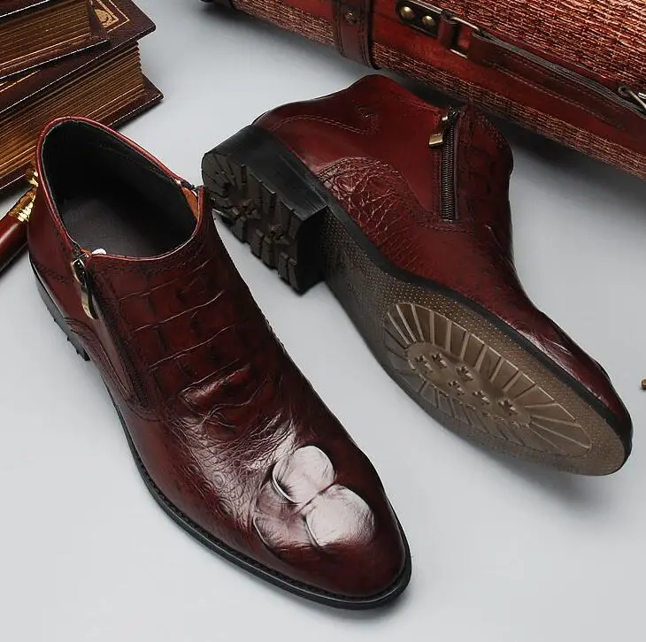 Мужские стильные ботильоны на молнии с узором из камней Модные модельные туфли