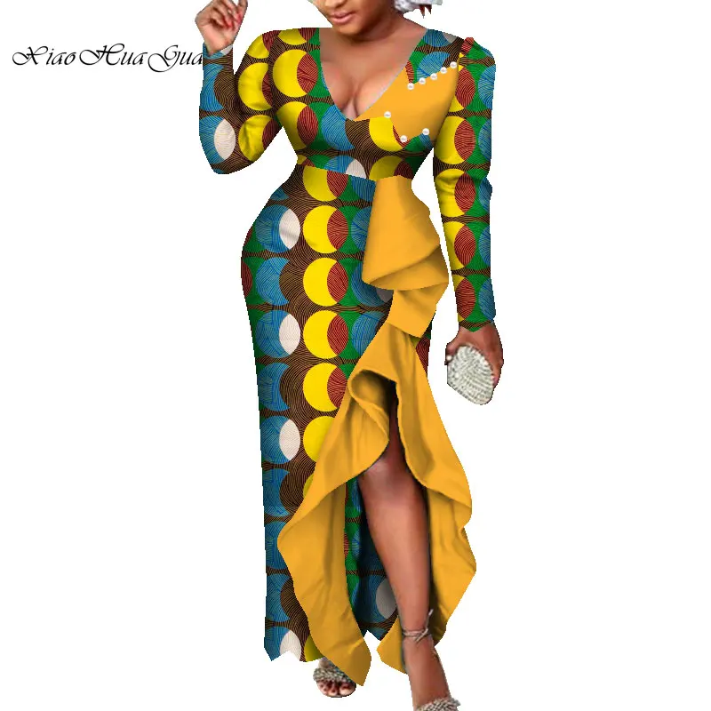 Сексуальное платье с глубоким v-образным вырезом для женщин в африканском стиле