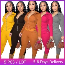 Winter Clothes Sweatsuits for Women Fitness Thick Warm Tracksuit Women Hoodies Jacket Top Skinny Sweatpants Set Wholesale Items 