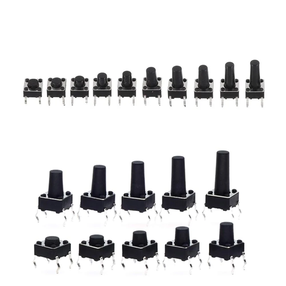 Тактильный переключатель 10 шт. 6x6 кнопочный высота 4 3/5/6 /7/8/9/10/11/12/13 мм DIP 4P