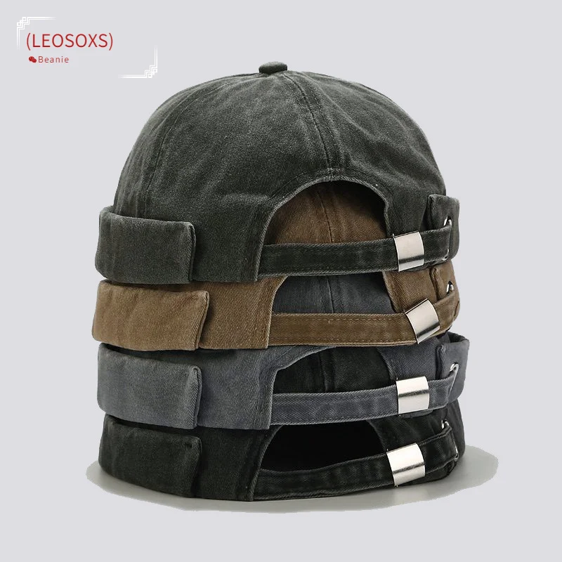

New Make Old Style Beanies Skullies Men Adjustable Casual Brimless Skull Loop Beanie Hat Solid Men Hat Autumn Gorro Women's Hats