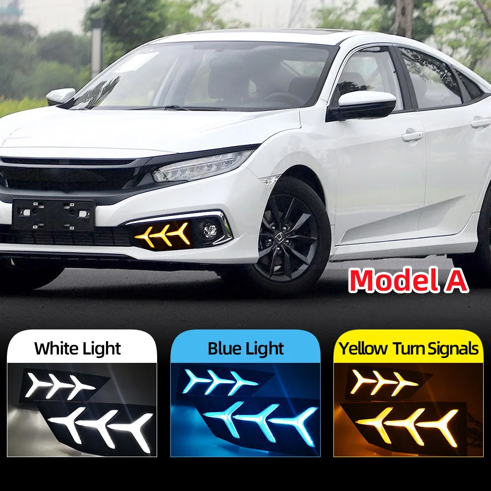 Автомобильный мигающий 1 пара светодиодный DRL для Honda Civic sedan с движущимся сигналом светодиодный противотуманный фонарь крышка дневной ходовой светильник