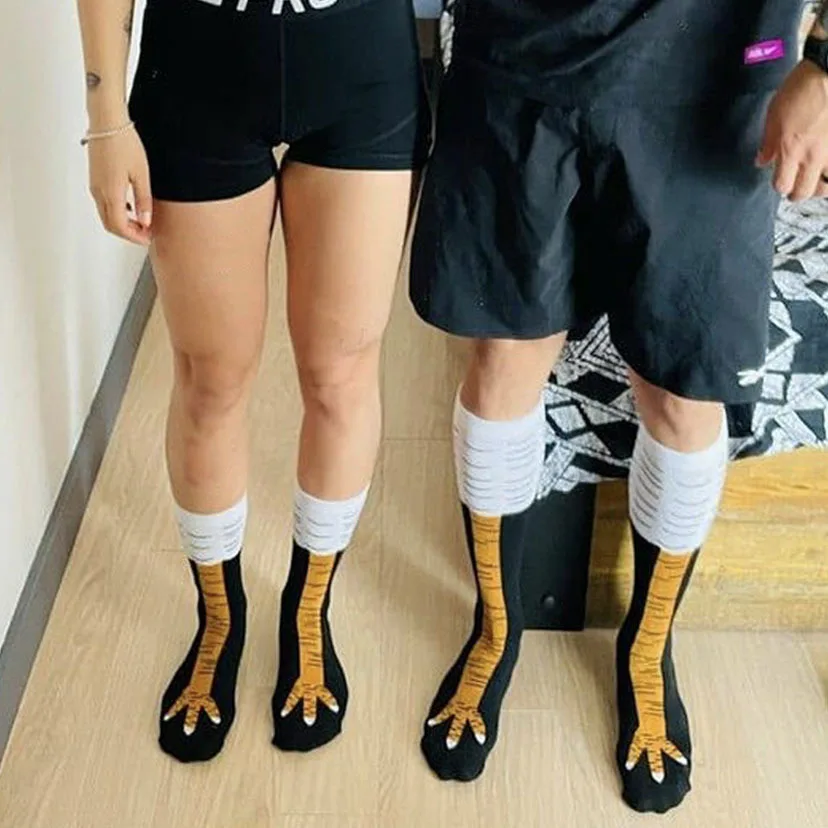 CHAOZHU Looks Slim Leg Funny Gym 3D Chicken Print Cartoon Thigh High Sock Women Men Fashion Cute Ladies Thin Toe Feet Cosplay
