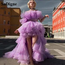 SoDigne – robe de bal en Tulle à volants lavande, tenue de soirée à plusieurs niveaux, haut et bas, célébrité, 2021  (2)