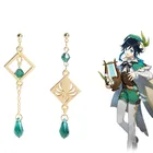 Genshin Impact Barbatos Venti реквизит для костюма для косплея металлические серьги-гвоздики клипсы из сплава аксессуары рождественские подарки