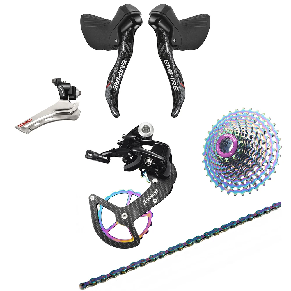 Скидка SENSAH EMPIRE PRO 6 комплектов из углеродного волокна 2X11/2x1 2 скорости 22S 24s Road Groupset R/L переключатель передач + R/F переключатели + кассета/цепи